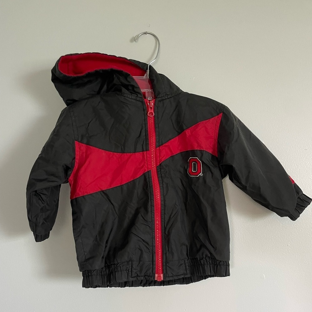 Ohio State Buckeyes embroidered Kids Black and Red Puffer vintage starter Jacket